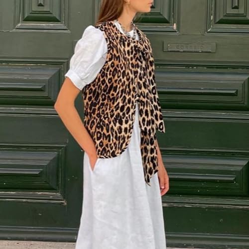 YILEEGOO Women's Vintage Leopard Print Sleeveless Vest