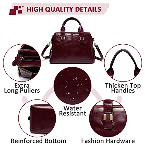 VASCHY Women's PU Leather Handbag, Triple Compartments