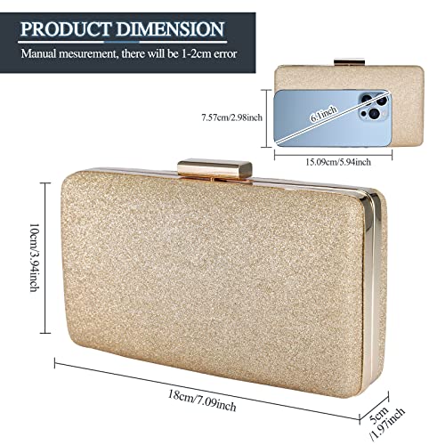 BAIGIO Gold Glitter Clutch for Women - Evening/Party Bag