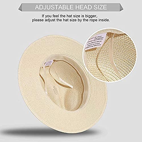 DRESHOW Women Wide Brim Straw Panama Hat UPF 50+