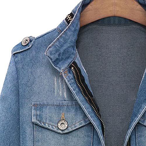 Women's Casual Cropped Denim Jacket, Plus Size S-5XL