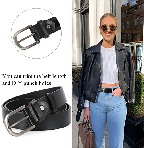 JASGOOD Women's Leather Retro Pin Buckle Belt