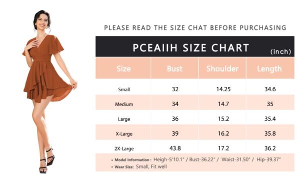 PCEAIIH Women's Short Sleeve V-Neck Skater Dress