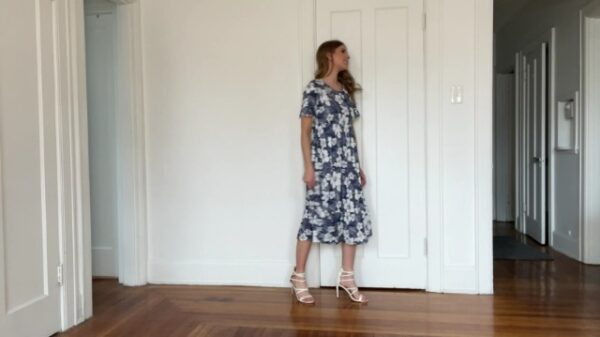 STYLEWORD Women's Floral Short Sleeve Midi Dress with Pockets