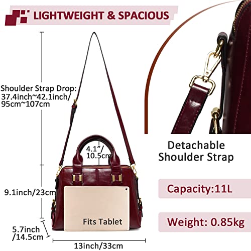 VASCHY Women's PU Leather Handbag, Triple Compartments
