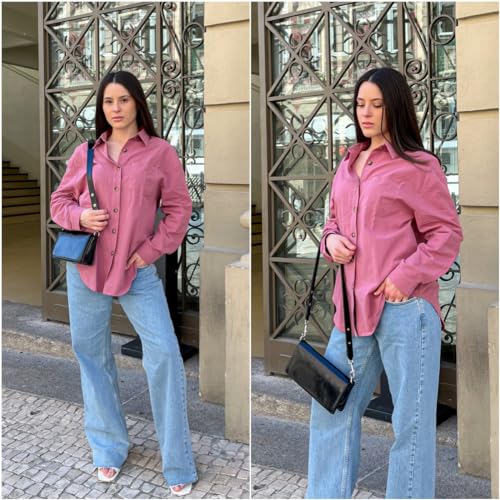 HOTOUCH Women Cotton Long Sleeve V-Neck Blouse S-XXL