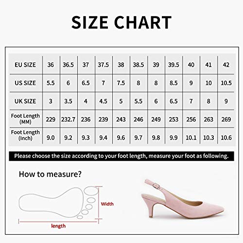 Greatonu Pointed Toe Slingback Kitten Heel Sandals