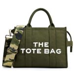 KALIDI Canvas Tote Bag with Zipper and Pockets for Women