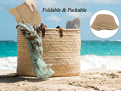 KorhLeoh Women's Lace Straw Fedora Hat for Summer