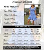 Livonmone Womens Summer Floral Puff Sleeve Mini Dress