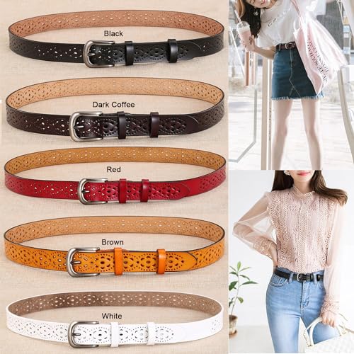 Spolife Women's Vintage Hollow Flower Leather Belt