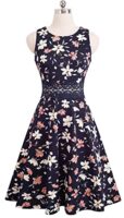 HOMEYEE Women's Vintage Floral Swing Dress A079