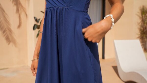 AUSELILY Summer V Neck Spaghetti Strap Dress with Pockets
