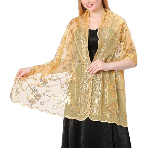Sequin Floral Shawls for Evening Dresses, Sheer Mesh Wraps
