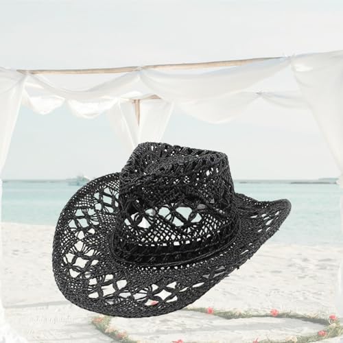 Western Cowboy Panama Hat, Summer Roll up Brim Fedora