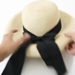 Qchomee Women Wide Brim Straw Hat with Bow, Beige