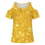 HAOLEI Cold Shoulder Floral V-Neck Short Sleeve Top