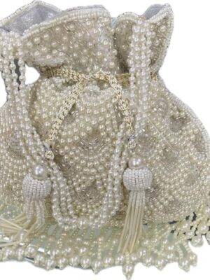 IMPERIAL STUDIOS Handmade Potli Bag with Pearls Handle