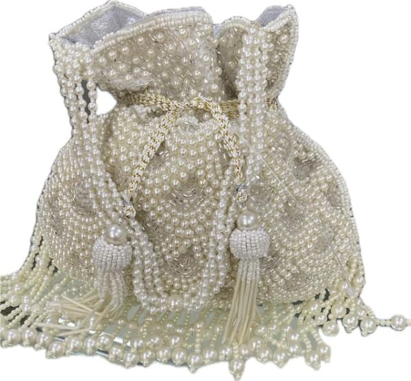 IMPERIAL STUDIOS Handmade Potli Bag with Pearls Handle