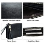 befen Leather Wristlet Bag with Tassel & Card Slots