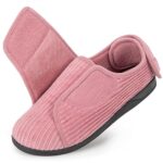 HomeTop Women's Comfy Velveteen Adjustable Diabetic Slippers