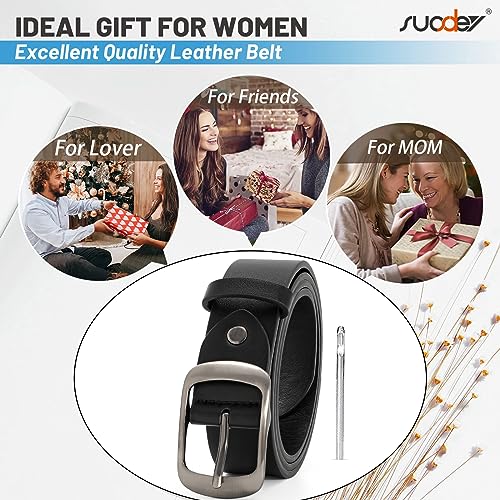SUOSDEY Women's Leather Belt with Metal Pin Buckle