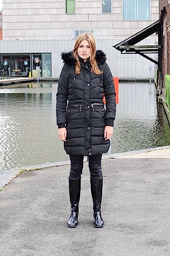 Spindle Women's Quilted Hooded Winter Parka - Fleece Lined