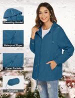 Rapbin Women's Waterproof Lightweight Hooded Raincoat