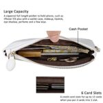Befen White Leather Clutch, Small Wristlet Wallet, Fits 16.5 cm Phone