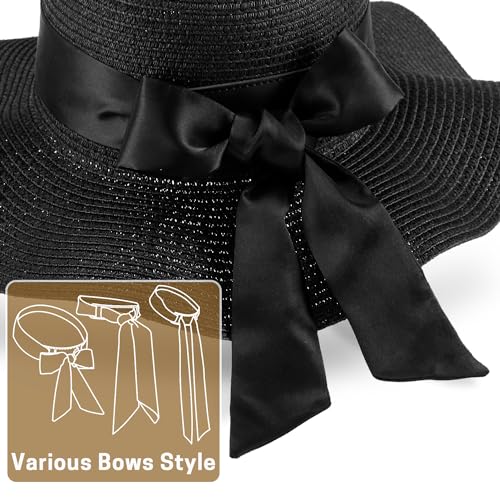 GNEGNI LIFE Women's Wide Brim Straw Sun Hat, Foldable