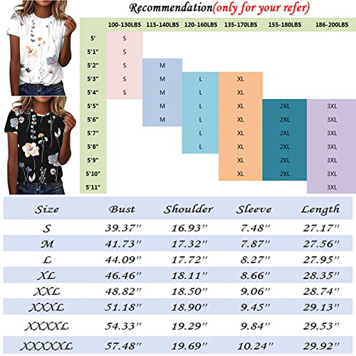 HSUAYEUD Women's Summer Casual Print Short Sleeve Top
