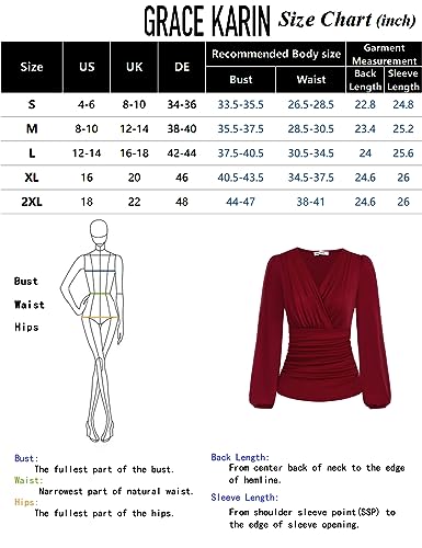 GRACE KARIN 2024 Women's Summer Wrap V-Neck Blouse