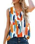 Aokosor Women's V-Neck Sleeveless Chiffon Tank Top