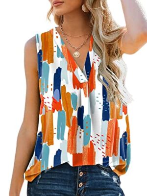 Aokosor Women's V-Neck Sleeveless Chiffon Tank Top