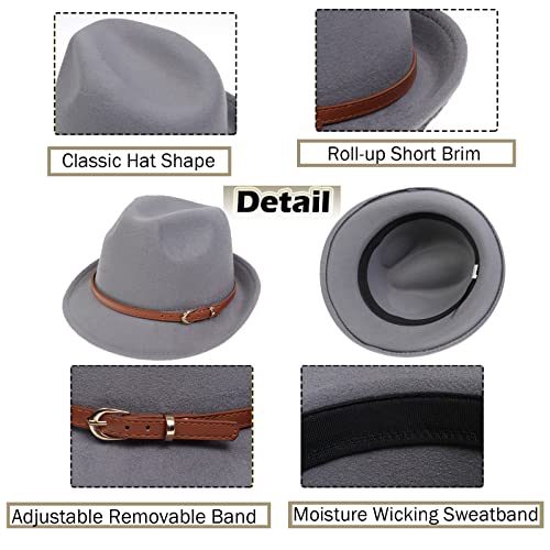 NiceYnn Unisex Wool Panama Hat, Curl Brim Jazz Fedora