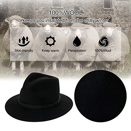 Comhats Stylish Wool Fedora Hat: Wide Brim, Trilby Fashion