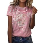 HSUAYEUD Women's Summer Casual Print Short Sleeve Top