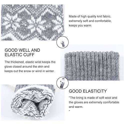 Women Touchscreen Winter Gloves - Grey, One Size