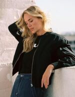 Zeagoo Women's Quilted Bomber Jacket, Black, Size L