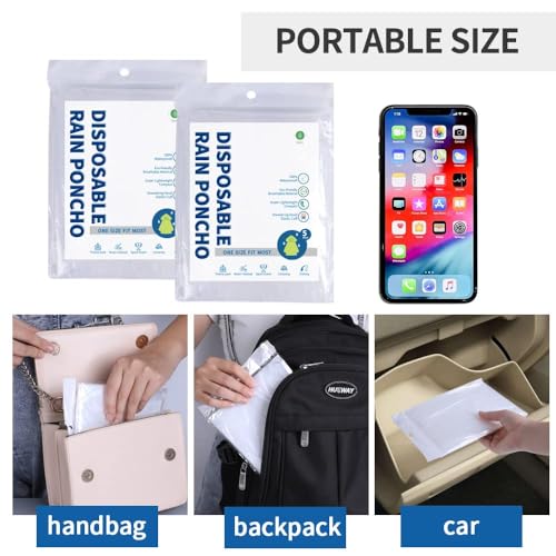 Opret Disposable Rain Ponchos, 5/10 pcs, Waterproof with Hood