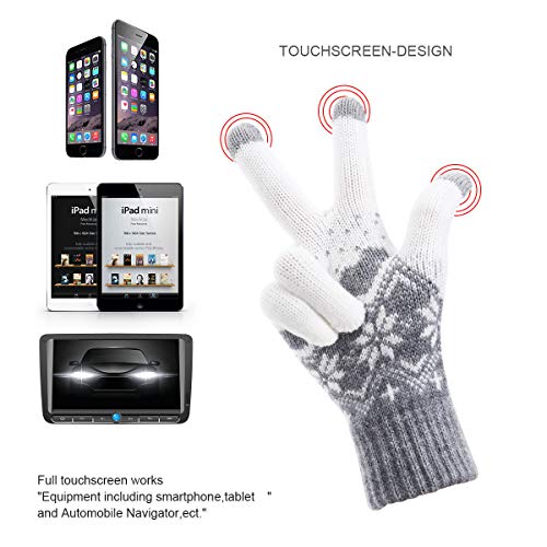 Women Touchscreen Winter Gloves - Grey, One Size