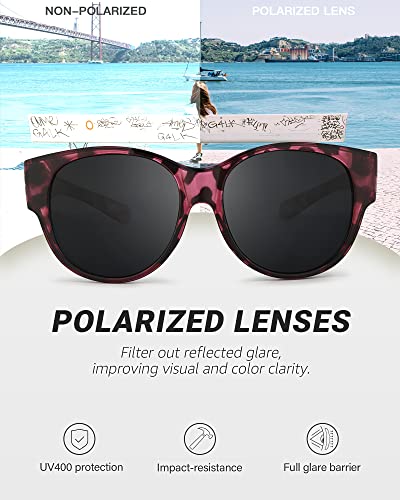 LVIOE Polarised Fitover Sunglasses, Round Frame, UV Protection