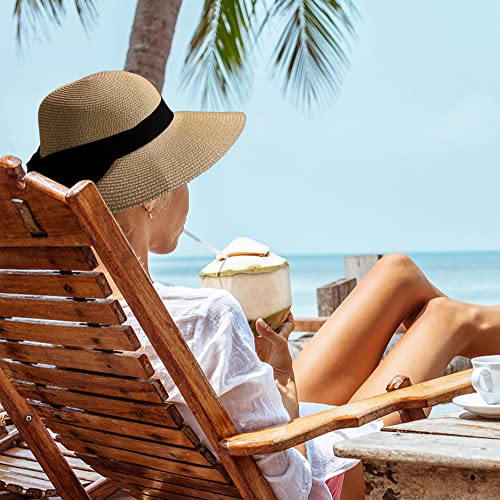 Airmoon Women's UV Protection Foldable Straw Beach Hat