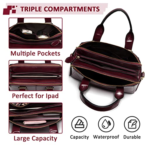 VASCHY Women's PU Leather Handbag, Triple Compartments