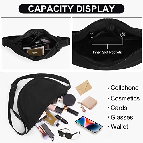 Crescent Nylon Crossbody Bag for Women with Adjustable Strap