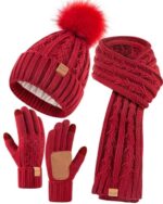 Winuesa Women's Winter Hat, Scarf & Gloves Set