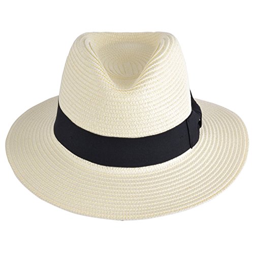 MAZ Unisex Paper Straw Foldable Panama Hat with Band