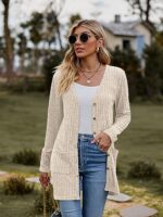 Famulily Women's Long Sleeve V Neck Cardigan with Pockets
