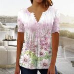 2023 Summer Floral Graphic Short Sleeve Tops for Women