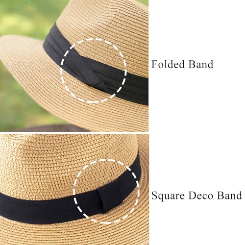 KXF 2 Pack Unisex Wide Brim Straw Sun Hat, Adjustable
